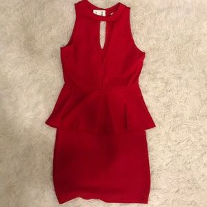 Red, Peplum, Bodycon Dress